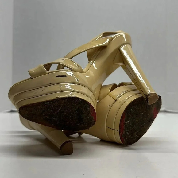 Christian Louboutin Heels High Heel Shoes Leather Open Toe Ankle Strap Cream 35 - Picture 9 of 12